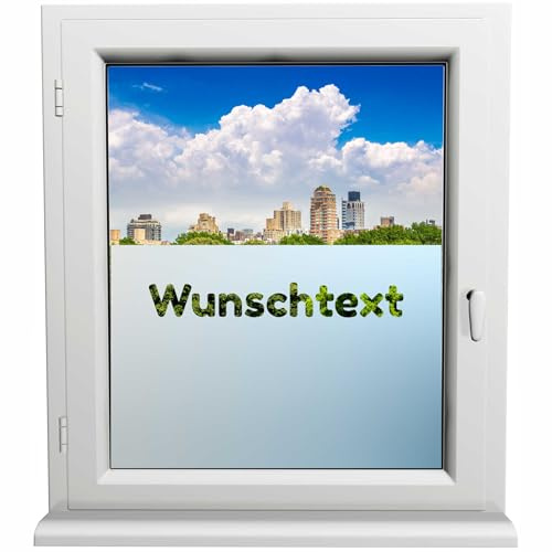 Kiwistar UG Sichtschutzfolie - 70 cm lang - Wunschtext Fensterfolie Sichtschutz Milchglas selbstklebend für Bad Dusche Badfenster blickdicht Büro Terasse Klebefolie