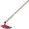 KADAX Hacke mit Metallkopf, Gartenhacke mit Stiel aus Holz, Ziehhacke zum entfernen von Unkraut, Unkrauthacke, Gartenzubehör zum Jäten (Halbrund, Breite: 23 cm, Rot)
