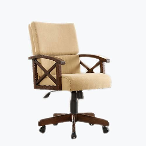 DIANDIAN Schreibtischstuhl Ergonomischer Executive-Massivholz-Schreibtischstuhl anliebbarer Computerstuhl mit Armlehnenrückstellungsgröße Bürostuhl Bürostühle (Color : Rubber Wood)