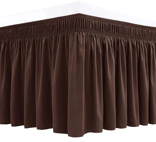 Cache-sommier enveloppant à volant élastique pour lit king size, 43,2 cm, marron