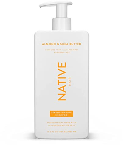 Native Vegan Strengthening Shampoo with Almond & Shea Butter, Clean, Sulfate, Paraben and Silicone Free - 16.5 fl oz