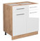 Vicco Küchenunterschrank Fame-Line, Weiß Hochglanz/Goldkraft Eiche, 80 cm ohne Arbeitsplatte