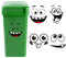 Funny Autocollants de Poubelle à Roulettes, 4 Feuilles Dessin Animé Expressions Autocollant Poubelle Autocollants pour Poubelles Roulettes Yeux et Bouche Stickers Muraux Décoratifs Auto-Adhésifs (A)
