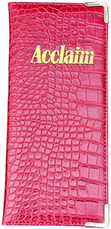 Acclaim Rigid Lawn Bowls Bowling Scorecard Holder Lightly Padded Synthetic Texture Effect 23 cm x 10 cm with Spring Clip & Pen Loop (Red)