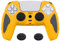 PlayVital Funda de Silicona para ps5 Mando - Carcasa de Goma Antideslizante con Tapas para Joysticks, Protector Tacto Suave, Accesorio para ps5 - Edición Knight (Atención Amarillo & Gris Grafito)