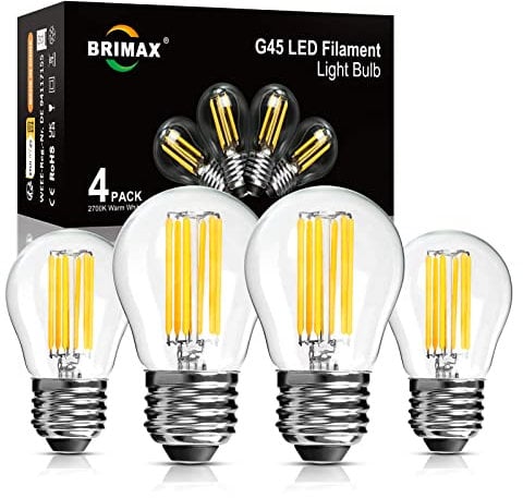 BRIMAX E27 Lampadina a led Dimmerabile Bianco caldo 2700K 6w Lampada a led Edison (sostituisce 60 Watt) 380lm AC230V G45 Lampadina a led di ricambio trasparente Lampada a filamento di vetro 4 pack