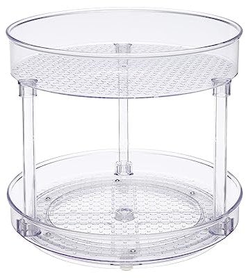 Amazon Basics Organizador de 2 bandejas giratorias, transparente, 22,9 cm de diámetro y 2 capas