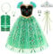 WIOLETA Prinzessin Kleid Mädchen Prinzessin Kostüm Mädchen mit Krone, Zauberstab, Halskette, Armband, Ohrringen, Ring, Handschuhen 120