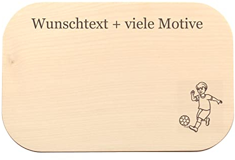 Kinder Brettchen mit Namen, Gravur mit Spruch + Motiv - Holz Frühstücksbrett und Schneidebrett für Jungen und Mädchen - personalisierte Frühstücksbrettchen von Geschenkissimo