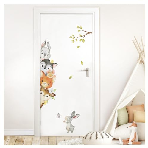 DEKO KINDERZIMMER Wandsticker Türaufkleber ohne Name für Kinderzimmer Safari Tiere Wandtattoo Babyzimmer Dschungel Wandaufkleber Wanddeko DK1053-01