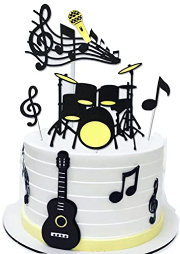 Guoguonb 40 Stück Musiknoten Cupcake Topper Happy Birthday Cake Toppers Tortendeko Gitarre Cake Torten Muffin Dekoration Picks für Mädchen Junge Kinder Musikalisches Thema Party