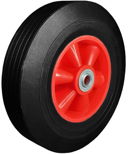 10 255mm Wheel Solid Heavy Duty Rubber Tyre Puncture Proof Wheelbarrow Sack Truck Cart Wheel with 12mm Roller Bearings