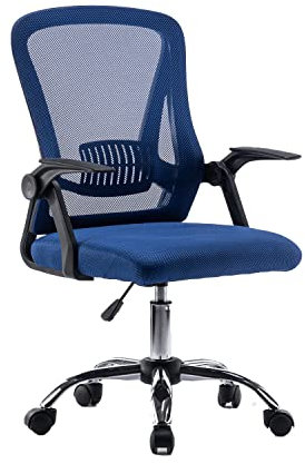 Panana Bürostuhl Ergonomisch, Schreibtischstuhl mit Netzbespannung, Arbeitsstuhl mit Armlehnen, Drehstuhl aus Mesh, höhenverstellbarer Computerstuhl (Blau)