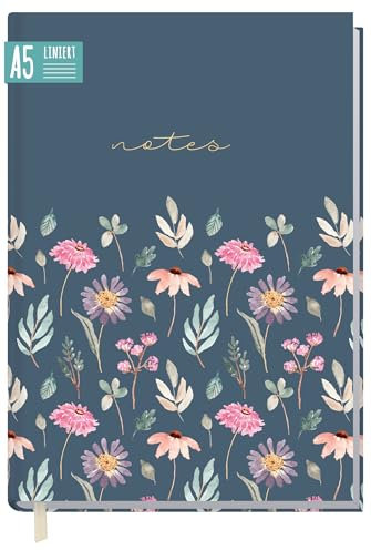 Taccuino A5 a righe Flying Flowers di Trendstuff by Häfft - 124 pagine, 62 fogli - ideale come diario, journal, libro delle idee, quaderno - sostenibile e rispettoso del clima