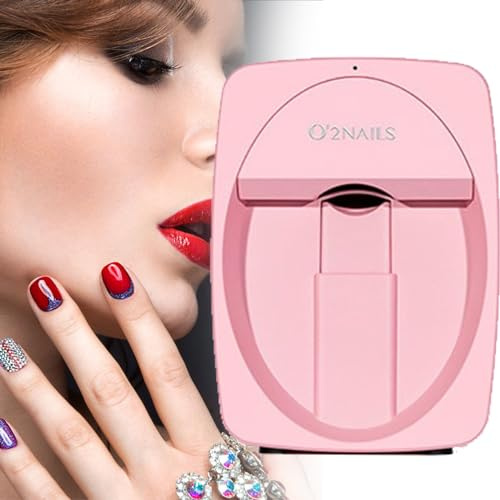 3d Nageldruck Roboter Nagelmalmaschine intelligente Nageldrucker, Unterstützung für WiFi/Diy/USB, digitale intelligente Nagelkunstdrucker für Kinder/Nagelstudio/Maniküre/Nagelliebhaber,Pink