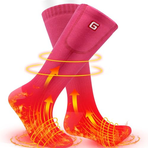 Beheizbare Socken für Damen, Elektrische Heizsocken Wiederaufladbare Batterie Beheizte Socken Winter Fußwärmer Socken für Camping Skifahren Wandern