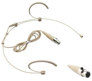 Micro casque beige double supra-auriculaire compatible avec système sans fil AKG émetteur de poche avec câble de 1 m pour pare-brise, mini XLR 3 broches TA3F