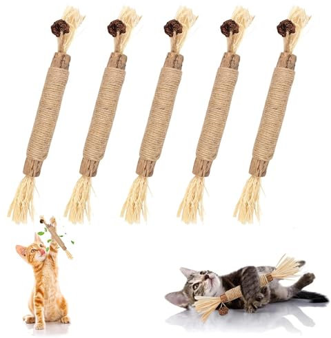laeeyin 5 Stück Katzensticks Zur Zahnreinigung Katzen Zahnpflege, Matatabi Stick Katze Katzensticks Spielzeug Zum Schleifen von Zähnen,Für Katze Zu Spielen, Beißen, Kauen