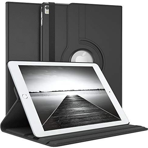 EAZY CASE – Custodia per tablet per iPad Pro 9,7 (2016) Cover protettiva 9,7 pollici Smart Cover Rotation Case per stare in piedi Flip Cover 360° girevole con funzione di supporto, similpelle Nero