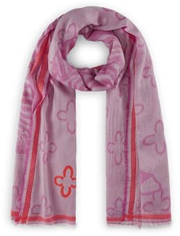 CODELLO Damen Schal aus Baumwoll-Jacquard mit Logo-Flowers und XL-Zebra