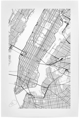 artboxONE Poster 45x30 cm Stdte/New York New York - Map Manhattan - Bild New York City Karte lageplan