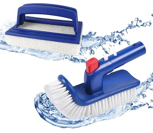KONFEN Ensemble de brosses de Nettoyage de Piscine, 2 brosses murales rotatives à 360° pour Hot Tub et Brosse à Main en éponge pour Piscine, Hot Tub, Salle de Bain, réservoir, spas, Sol.