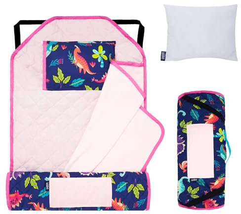 Wildkin Moderne Schlafmatte mit wiederverwendbarem Kissen für Jungen und Mädchen, ideal für elementare Übernachtungen, hergestellt aus weichen Baumwollmischmaterialien mit elastischen Eckbändern,