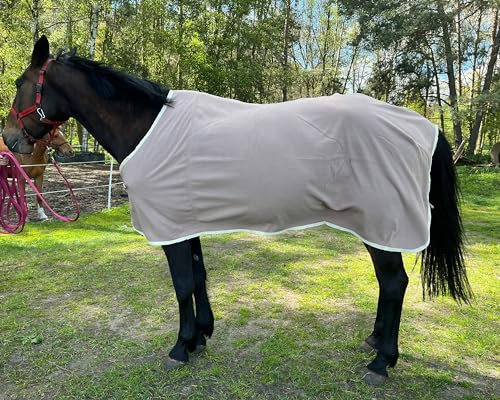 Brama-West Abschwitzdecke Pferd Pferdedecke - Basic Fleecedecke - Atmungsaktiv - Beige, Gr. 145