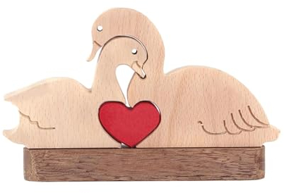 Elegante Puzzle Statue Aus Holz Paar Puzzle Statue Kunsthandwerk Künstlerische Figur Zarte Standdekorationen Schönes Holz Detailliert