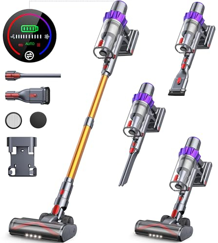 Buture Pro Akku Staubsauger, Selbststehend Staubsauger Kabellos mit Automodus,Touchscreen,55 Min.Lange Laufzeit.1,5L Staubbehälter,Anti-Tangle-Burste für Tierhaare/Teppich/Hartböden