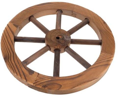 KONTONTY Holzwagenrad Dekor Wandbehang Garten Ornament Rustikal Holz Rad Form Dekoration
