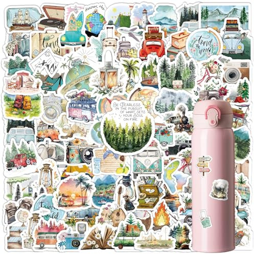 100 Stück Sticker Set, Outdoor Reise Aufkleber Wasserfest Camping Aufkleber für Gepäck Koffer Laptop Scrapbook Snowboard Skateboard Motorrad Graffiti Sticker