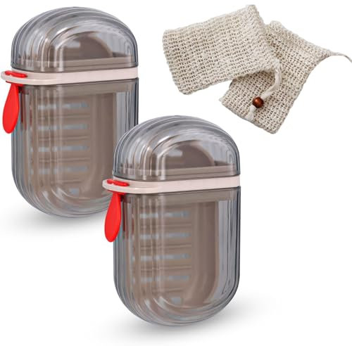 Boîte à Savon De Voyage, Boîte à Savon Portable Double Couche, Sac à Savon, Porte-Savon en Plastique Drainant avec Couvercle pour Le Camping, Le Voyage et La Gym (BoîTe à Savon + Sac à Savon)