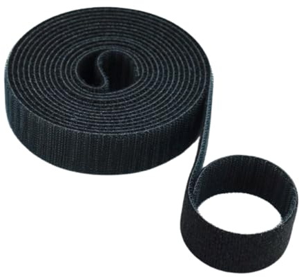 KLEBASTO Klettband beidseitig | Klett kabelbinder | Back to Back mit hoher Verschlusskraft | doppelseitiges klettband zum Fixieren,Bündeln (Schwarz, 25mm x 25m)
