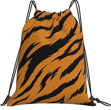 Richugui Tiger Kordelzug-Rucksack mit Kordelzug, Sporttasche, Turnbeutel für Damen und Herren, Rucksäcke, Schwimmtasche für Strand, Schwarz, One size