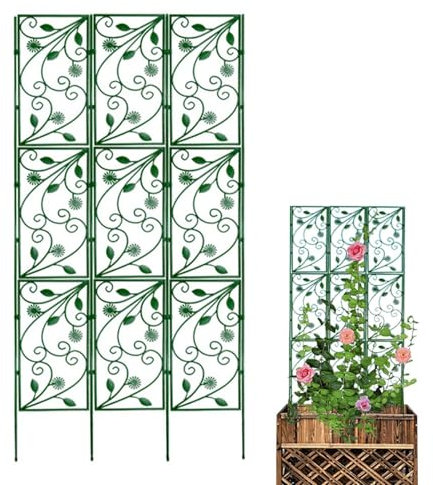 Trellis Fencing - Rosa Chinensis Support, Metal Indoor Plant Support | Detachable Folding Cucumber Support, Glass Fiber Plant Pot Frame for Indoor Houseplants Like Vines, Pothos, and Monstera in the G
