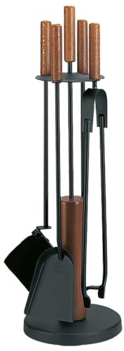 FIREFIX K2453 Kamingerät mit dunklen Holzgriffen, schwarz beschichtet