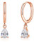 Loutade Silver Hoop Earrings for Women Girls, Sterling Silver Drop Hoop Earrings with Teardrop Dangle, Hypoallergenic Zircon Teardrop Dangle Earrings Rose Gold Hoop Earrings Dangling Jewelry Gifts