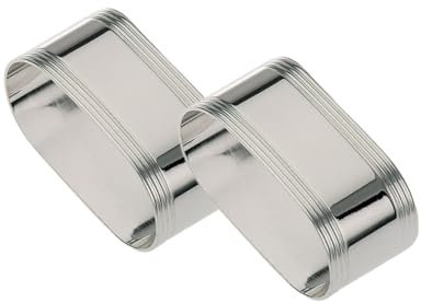 2er Set Serviettenringe aus Edelstahl versilbert oval/Faden-Design für Stoffservietten, 5,5 x 2,5 cm