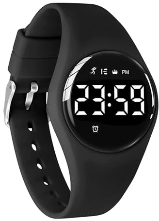 Orologio digitale per attività fisica, resistente all'acqua, senza Bluetooth, LED, per fitness, calorie, distanza, contapassi, vibrazione, cronometro, contapassi ricaricabile, per bambini e adulti