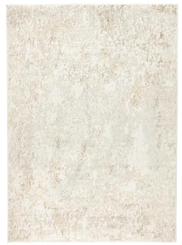 RugVista Sterling Teppich, 160 x 230 cm, Weiß/Hell beige | Moderne, Rechteckig, Niedriger Stapel, Nur chemische Reinigung, Oeko-Tex 100, Wohnzimmer, Schlafzimmer