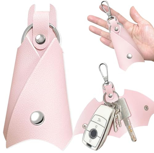 AFCJLTO 1 Stück Batman SchlüSselanhänger, Schlüsseletui Herren aus PU, Batman Schlüssel Organizer, Schlüsselbund mit Keyholder, Fledermaus Key Organizer,Auto Leder Schlüsseletui Key Organizer,rosa