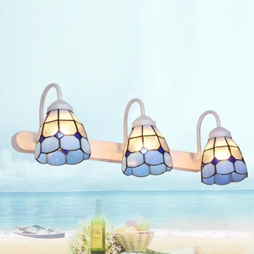 Mengjay Tiffany Wandleuchte, 3-Flammig, Farbiges Glasschirm,wandlampe innen, leselampe wandmontage,Retro Lampen Leuchte Wohnzimmer Schlafzimmer E27 Wall Sconce Lighting Decor (C)
