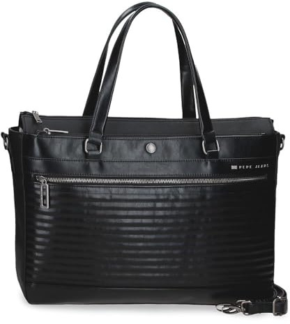 Pepe Jeans Biker, Kulturbeutel, Umhängetaschen, perfekt zum Organisieren, mehrere Fächer von Joumma Bags, Schwarz, Bolso PC, PC-Tasche