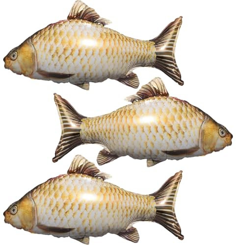 3 Stück Fisch Folienballon, Realistische Fisch Ballons, Niedliche Meerestiere Luftballons, Angeln Geburtstag Deko, für Kinder Geburtstag Jubiläum Ozean Angeln Thema Party