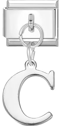 Hoomall Italian Charms Module Silber Anhänger Buchstaben A-Z 9mm Edelstahl Italian Bracelet Charm Damen DIY Italian Style Charms Abnehmbar Italienisches Charm Armband Zubehör Mädchen Teens Geschenk