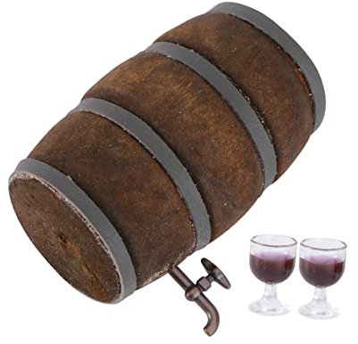Milisten Miniatur Weinfass Mit Weinbechern Vintage Puppenhaus Deko Für Mini Haus Szenen Geeignet Für Kreative Wohnraumgestaltung Holzfass Zubehör Für Weinliebhaber