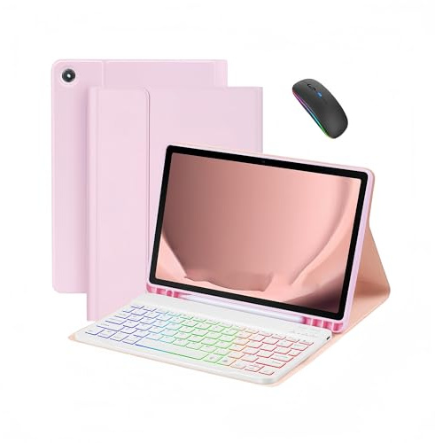 Case Keyboard For Samsung Galaxy Tab S6 Lite 10.4 Inch 2024/2022/2020 With Mouse,7 Color Rainbow Backlight Detachable Keyboard Magnetic Case With Pen Slot