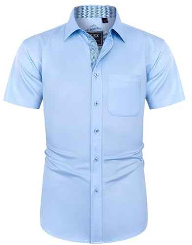 J.VER Men's Short Sleeve Dress Shirt Non Iron Stretch Regular Fit Summer Business Smart Casual Button Down Shirts