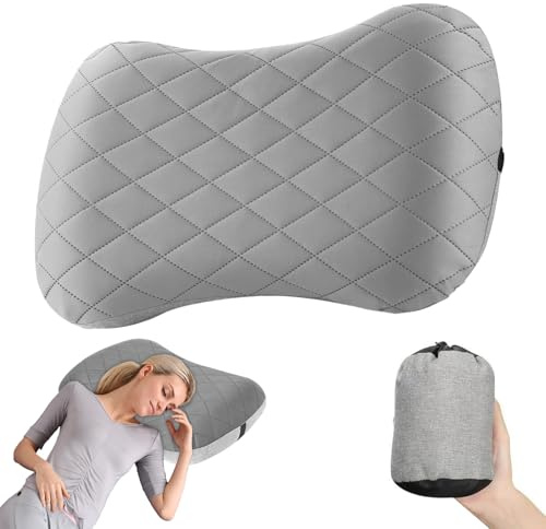 Aufblasbares Kissen, Coussin Gonflable Camping/Voyage, Léger, mit Tasch | Ergonomique, Idéal Pour Le Cou, Facile À Gonfler Et Dégonfler, Parfait Pour Avion, Voiture Et Outdoor, Housse Douce, Lavable
